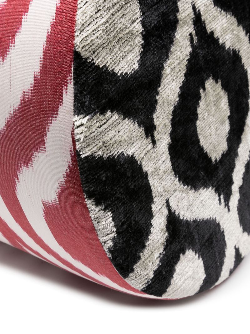 Red Silk Velvet Cylindrical Pouf