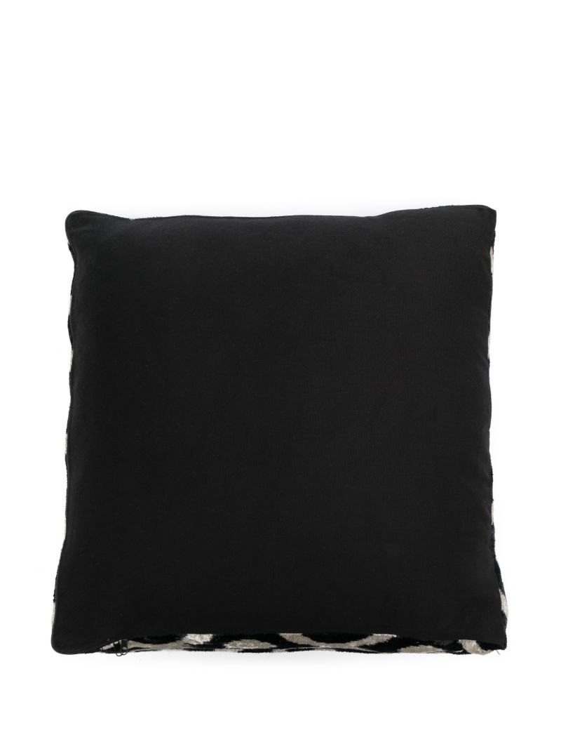Black and Neutral Graphic Print Velvet Floor Cushion