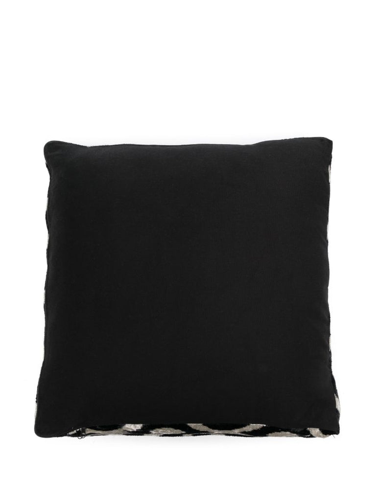 Black and Neutral Graphic Print Velvet Floor Cushion