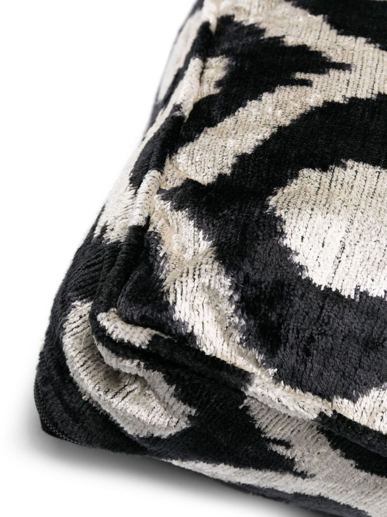 Black and Neutral Graphic Print Velvet Floor Cushion