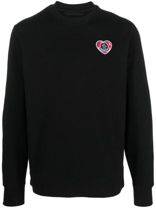 Black Logo-appliquÃ_x0083_Â© Cotton Sweatshirt