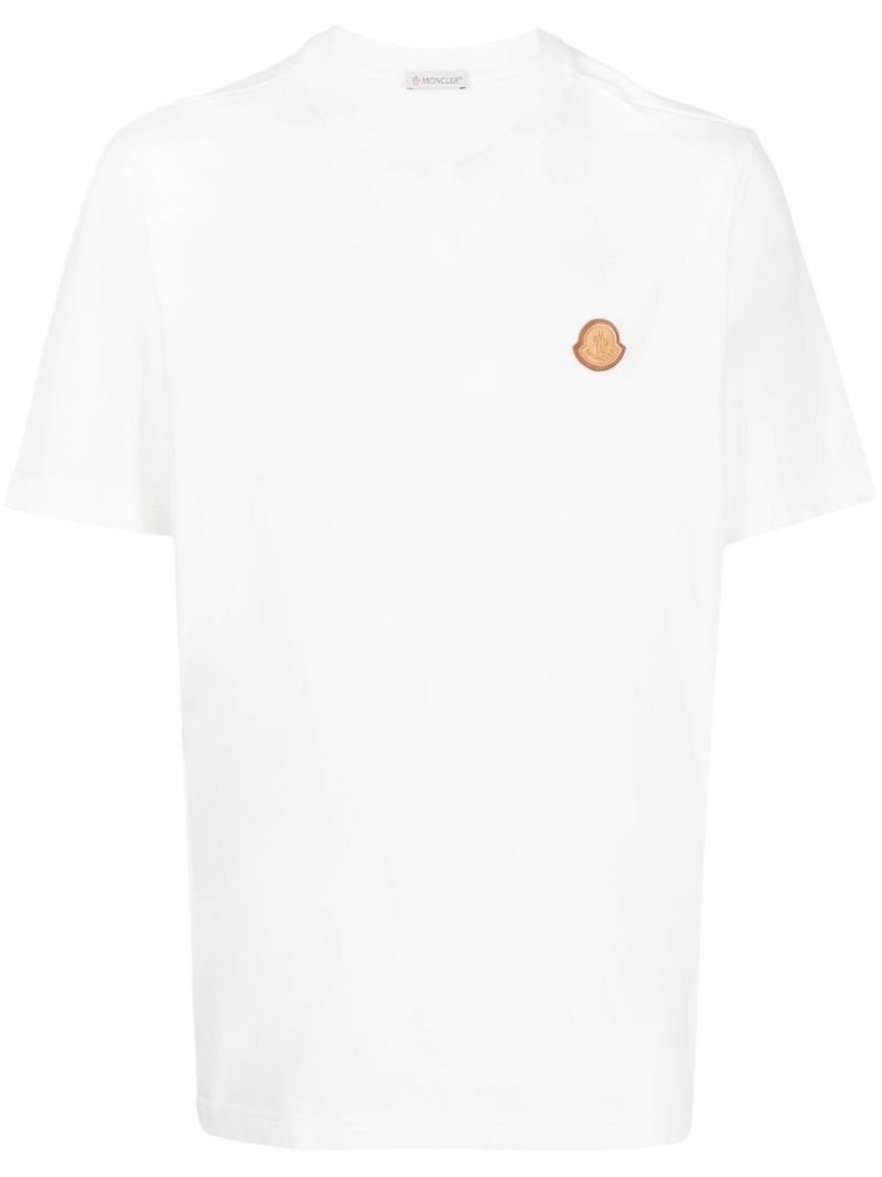 White Logo Patch Cotton T-shirt