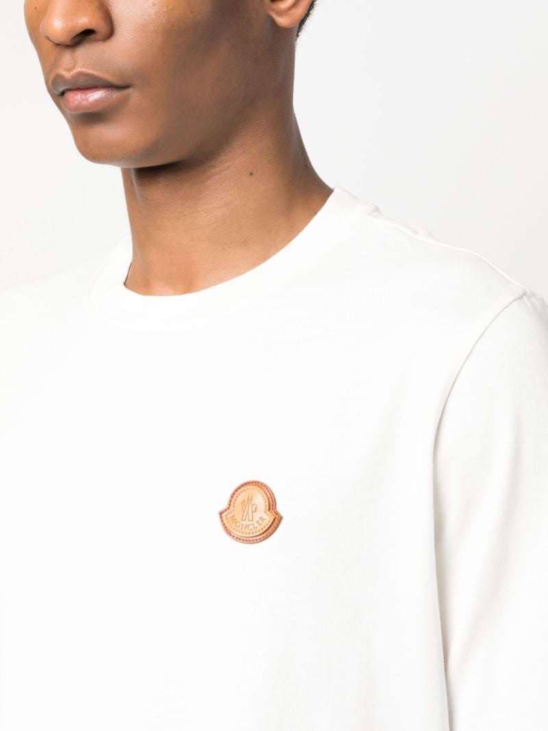 White Logo Patch Cotton T-shirt