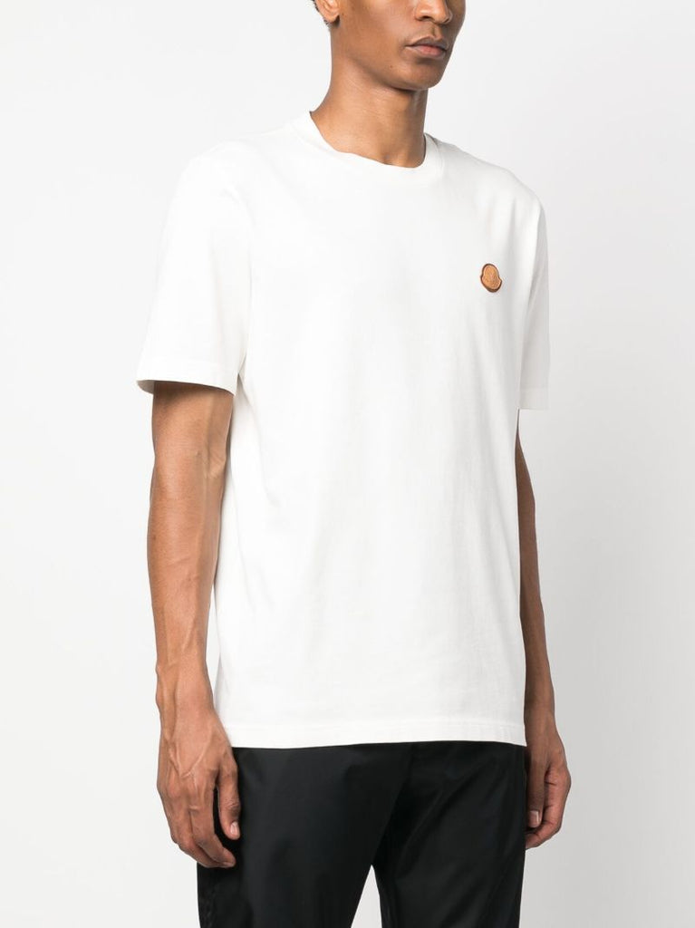 White Logo Patch Cotton T-shirt