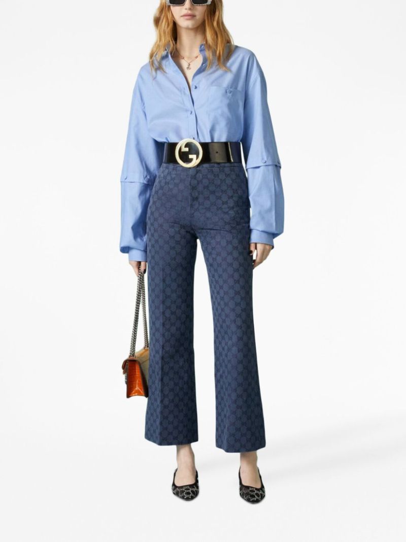 Blue Detachable-sleeve Cotton Shirt