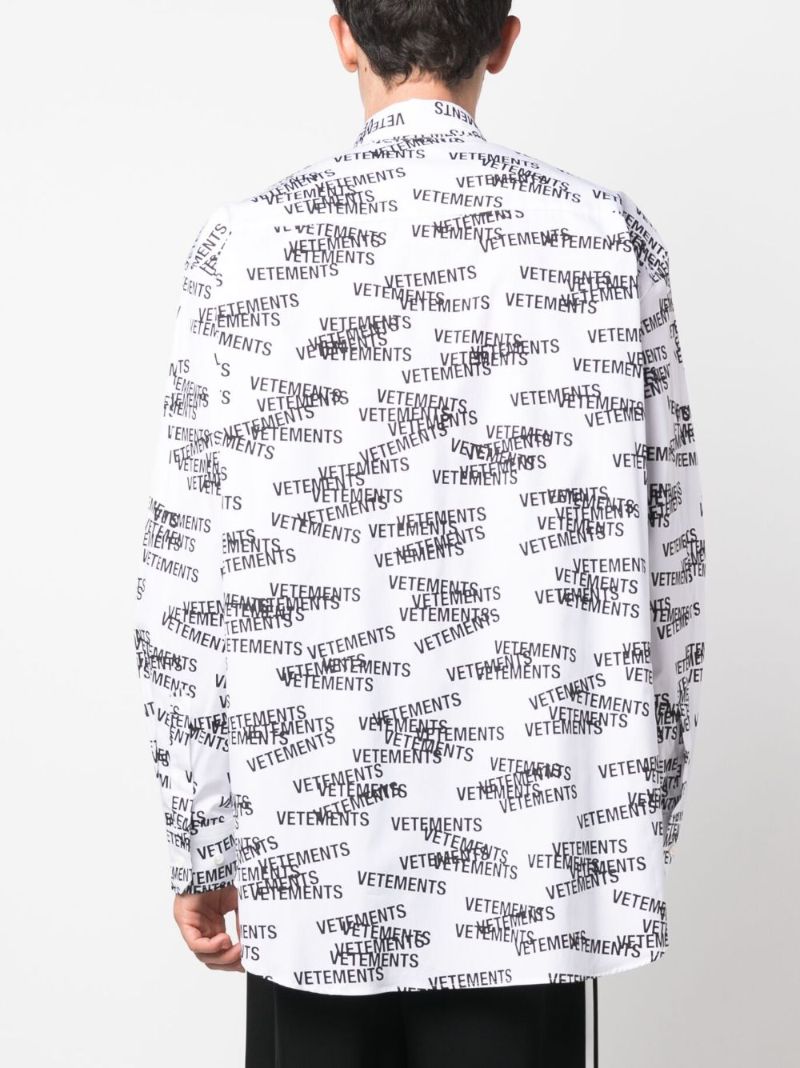 White Logo Print Long Sleeve Shirt