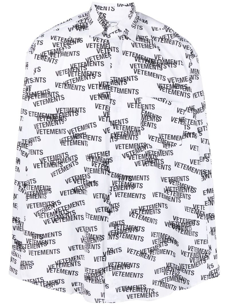 White Logo Print Long Sleeve Shirt