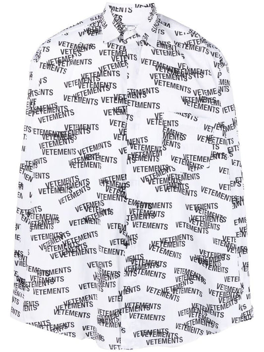 White Logo Print Long Sleeve Shirt