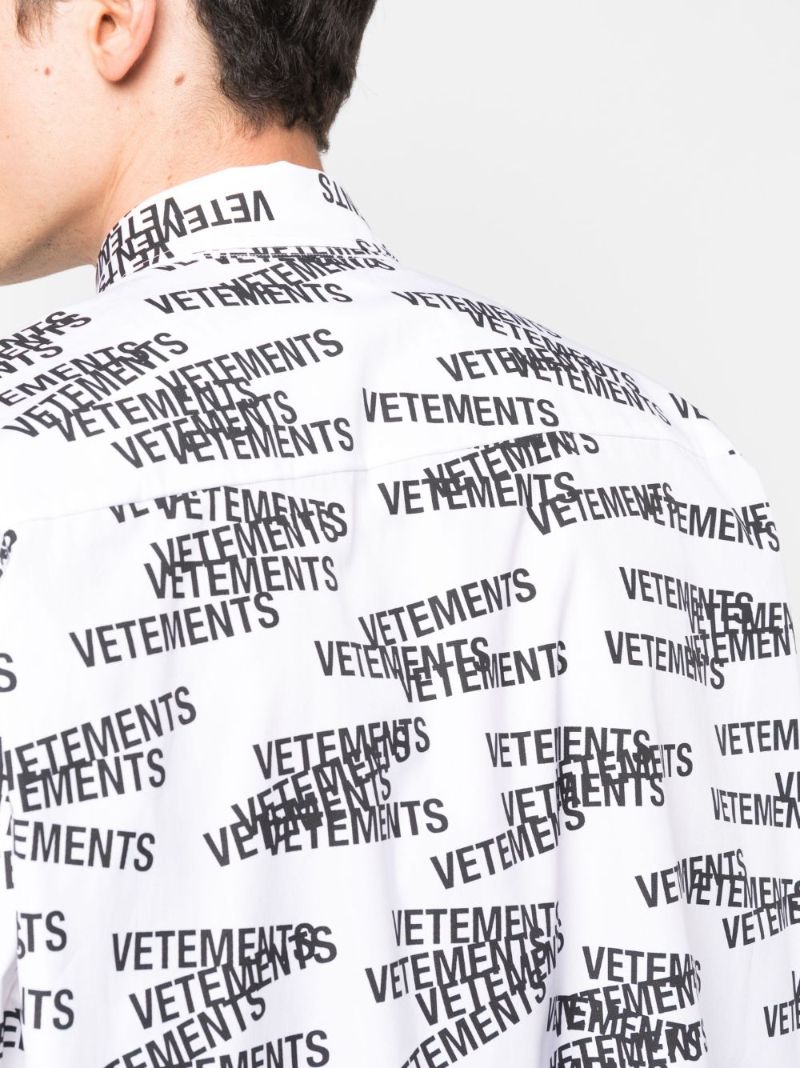 White Logo Print Long Sleeve Shirt