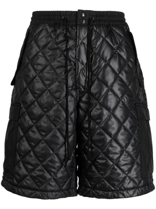 Black Quilted Faux-leather Shorts