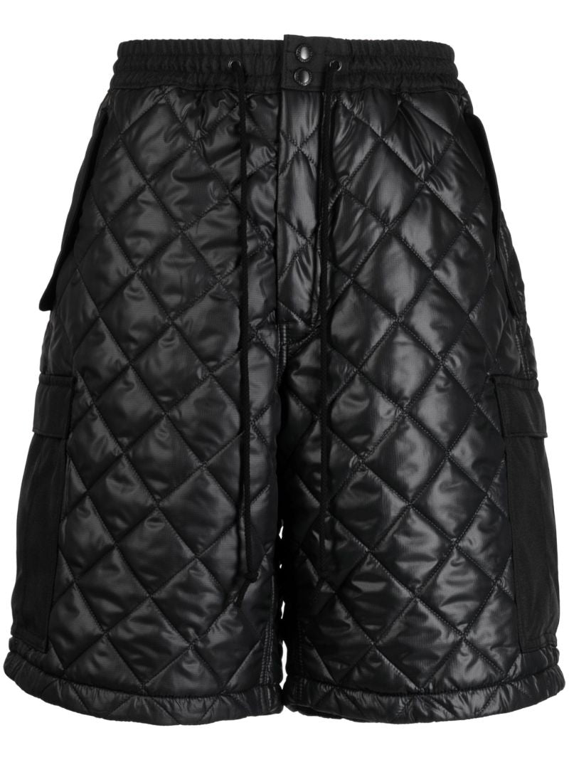 Black Quilted Faux-leather Shorts