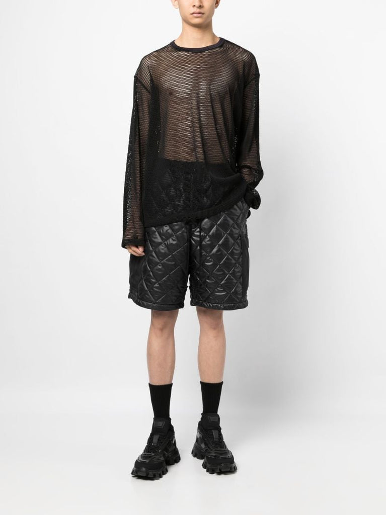 Black Quilted Faux-leather Shorts