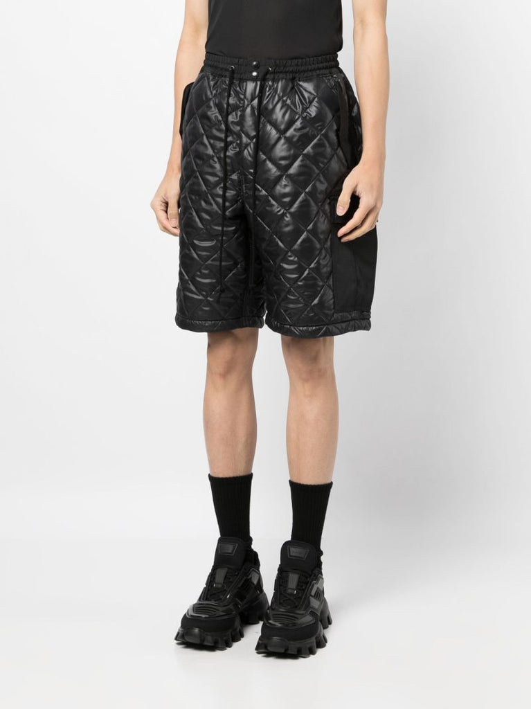 Black Quilted Faux-leather Shorts