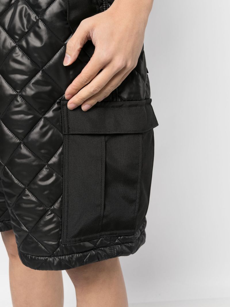 Black Quilted Faux-leather Shorts
