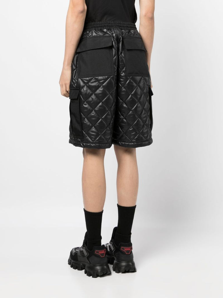 Black Quilted Faux-leather Shorts