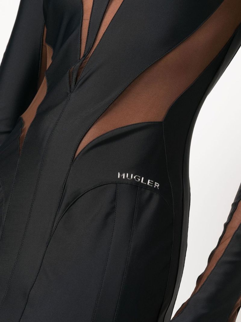 Black Sheer Panelled Mini Dress
