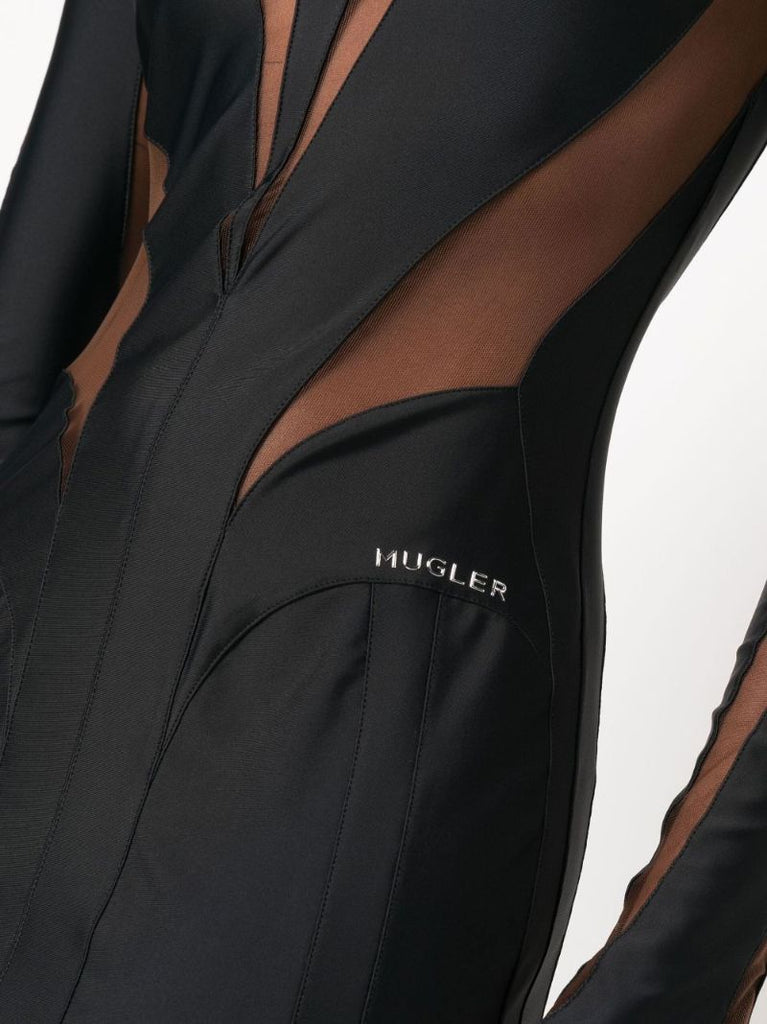 Black Sheer Panelled Mini Dress