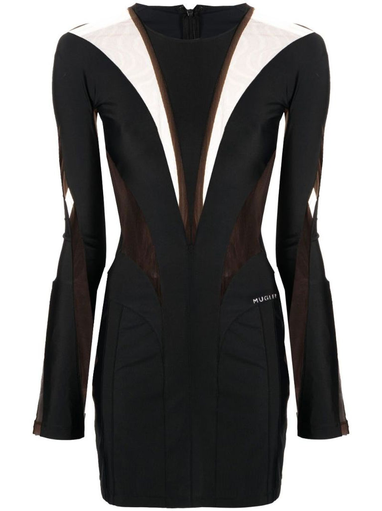 Black Sheer Panelled Mini Dress