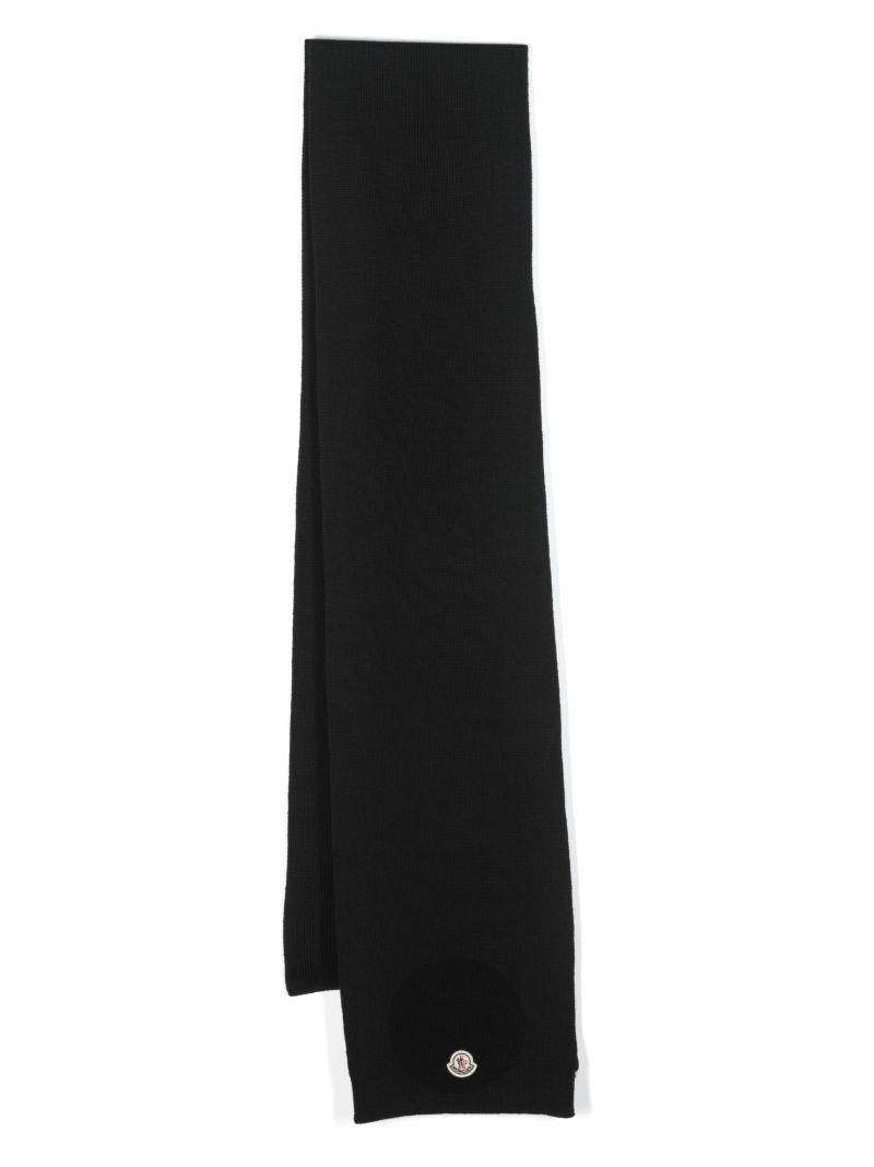 Black Logo Patch Virgin-wool Scarf