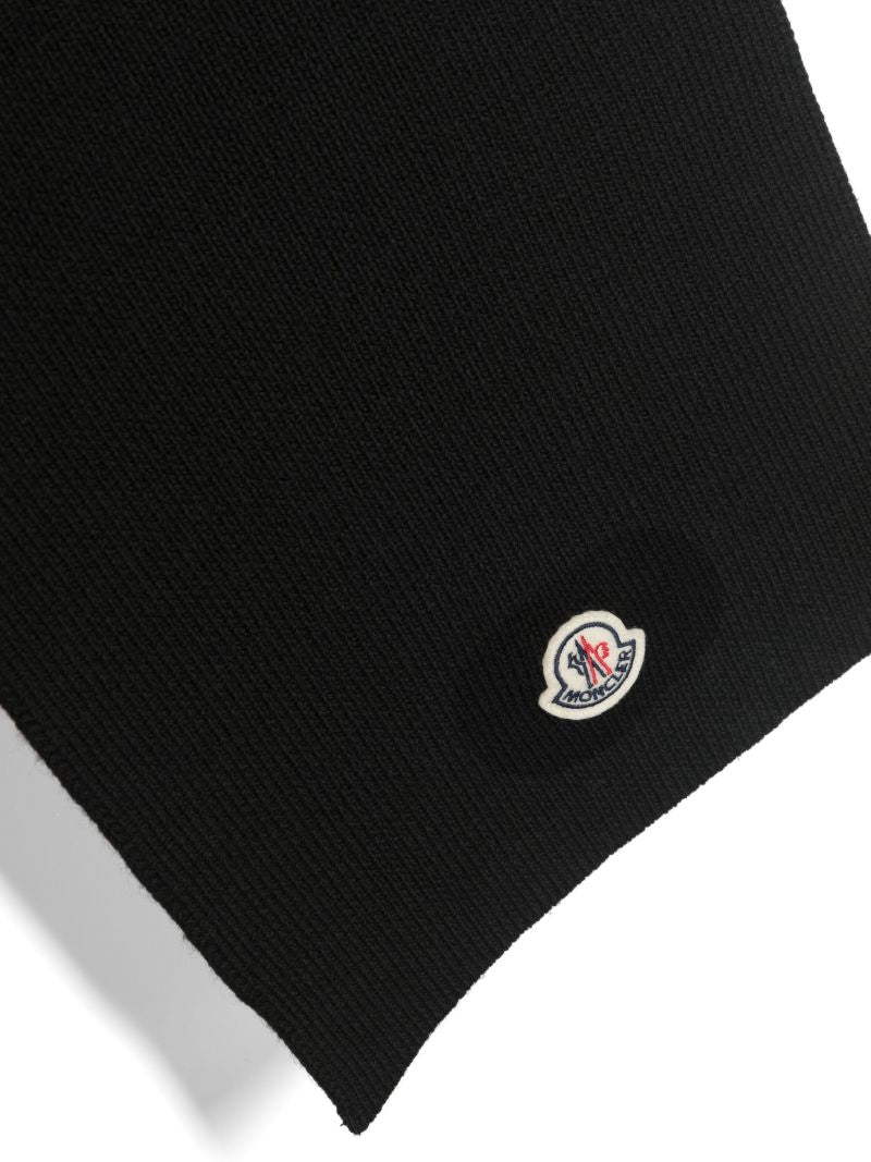 Black Logo Patch Virgin-wool Scarf