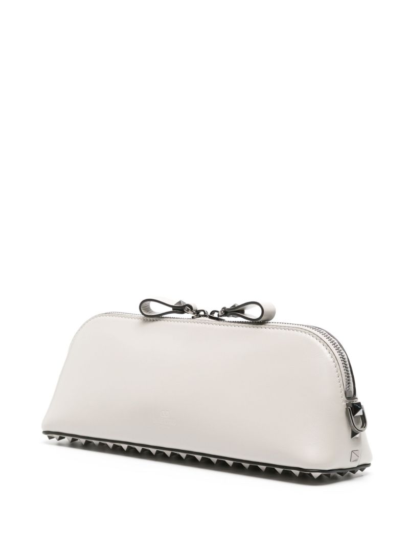 White Rockstud Leather Clutch Bag