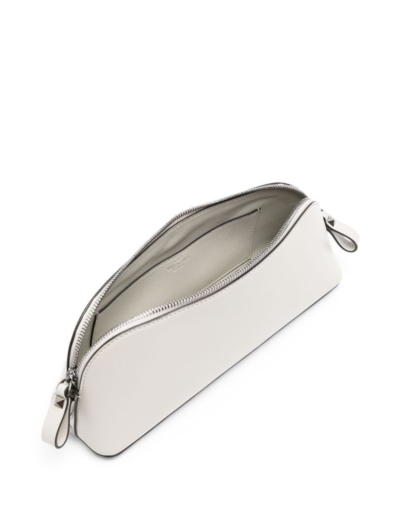 White Rockstud Leather Clutch Bag