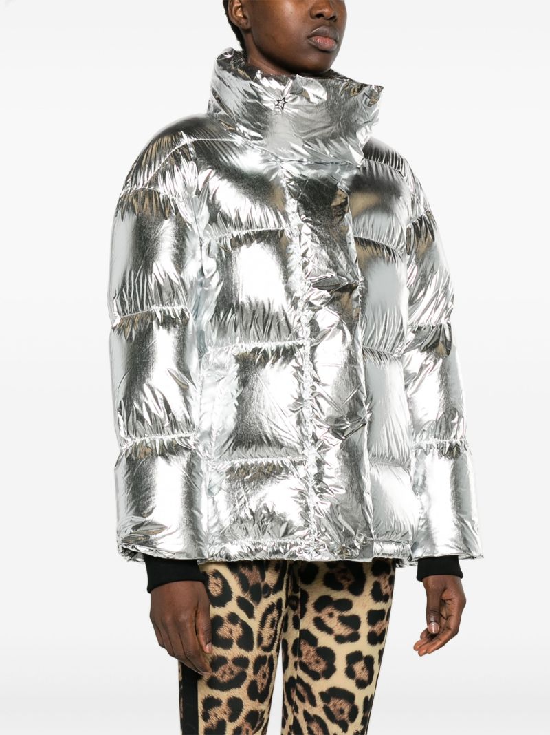 Silver-tone Foiled Puffer Ski Jacket