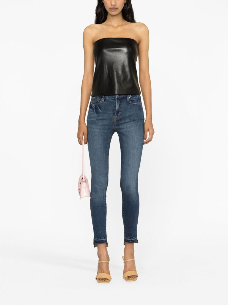 Black Faux-leather Tube Top