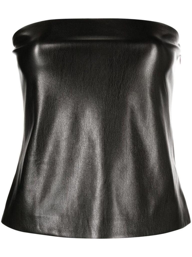 Black Faux-leather Tube Top
