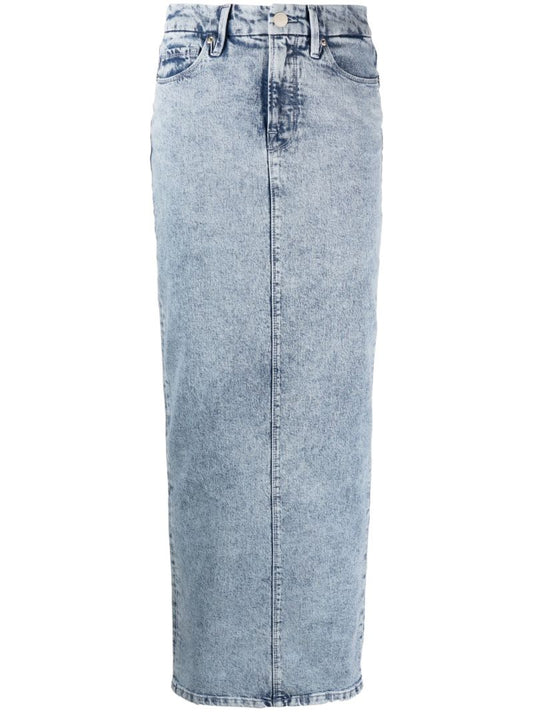 Blue Uniform Denim Maxi Skirt