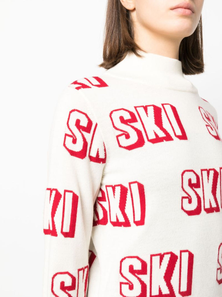 White 3d Ski Merino Wool Sweater