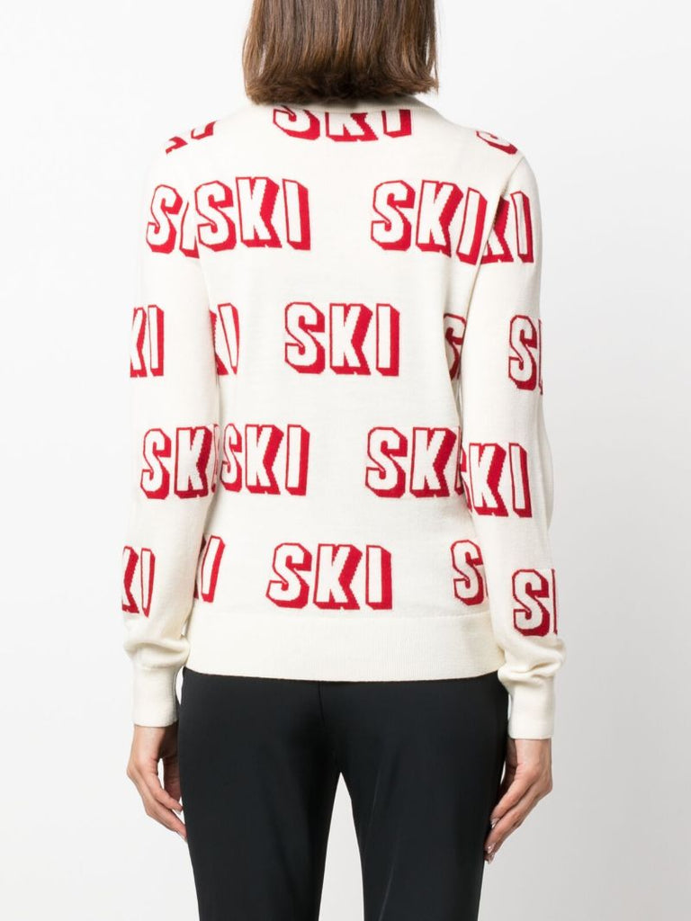 White 3d Ski Merino Wool Sweater