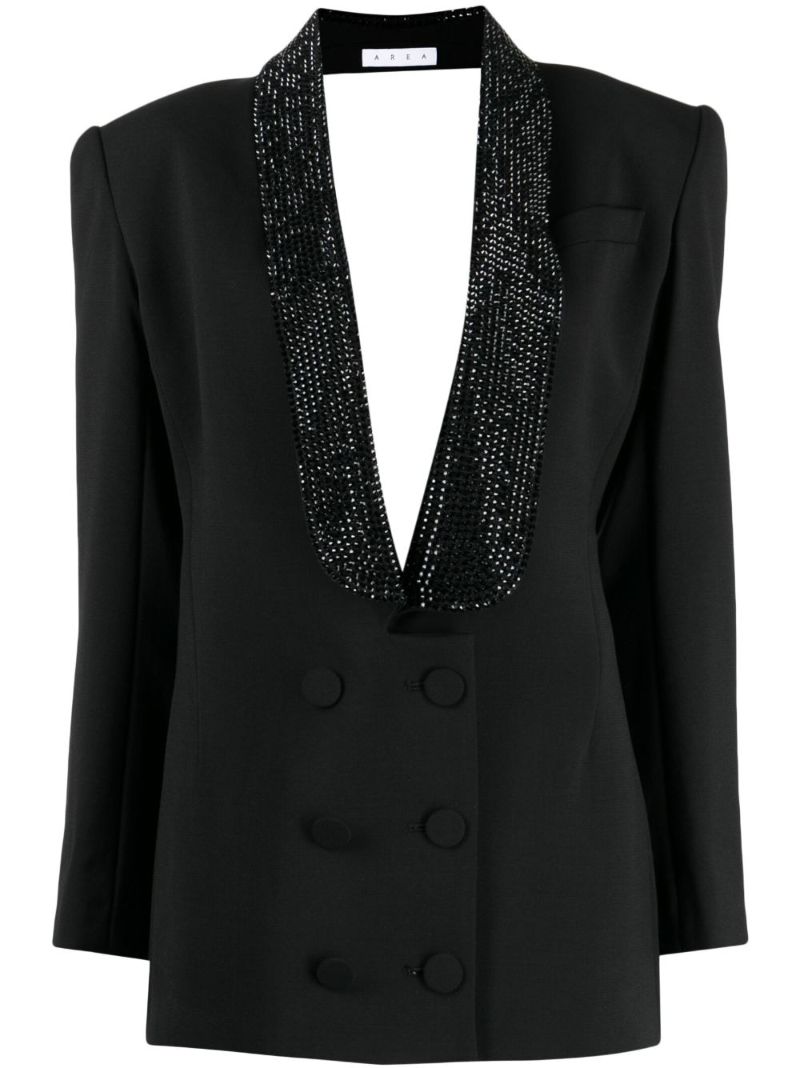 Black Open-back Tuxedo Mini Dress