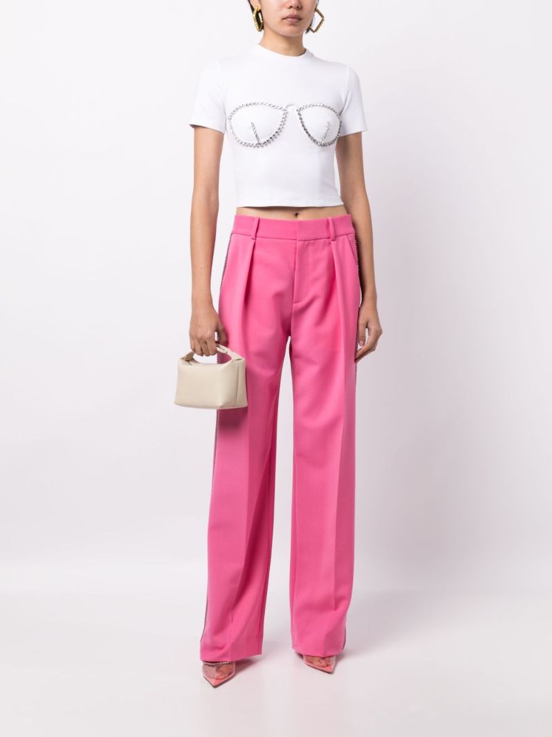 White Crystal-embellished Cropped T-shirt