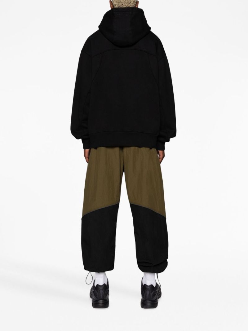 Black Logo Embroidered Cotton Hoodie