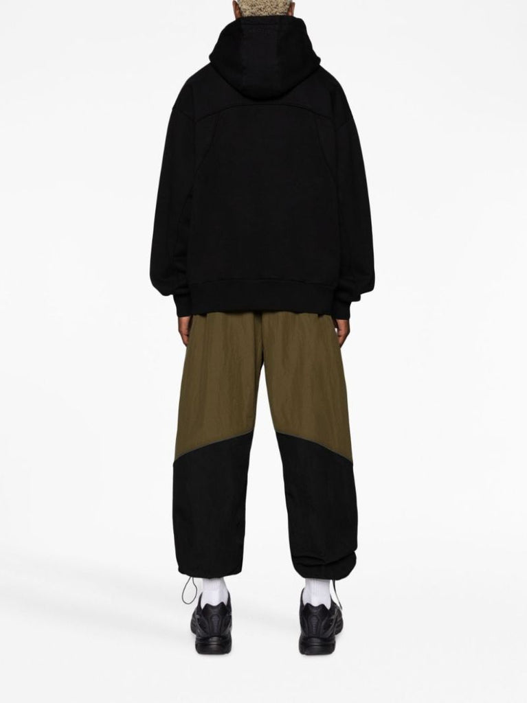 Black Logo Embroidered Cotton Hoodie