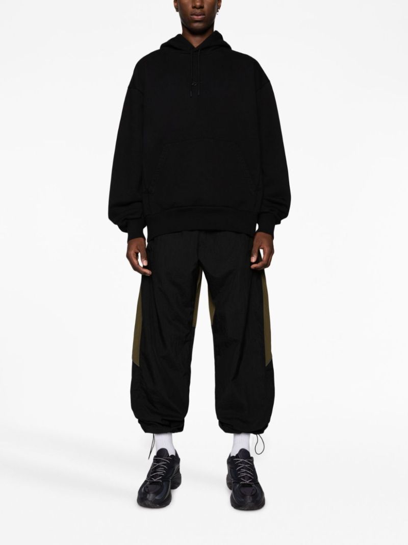 Black Logo Embroidered Cotton Hoodie