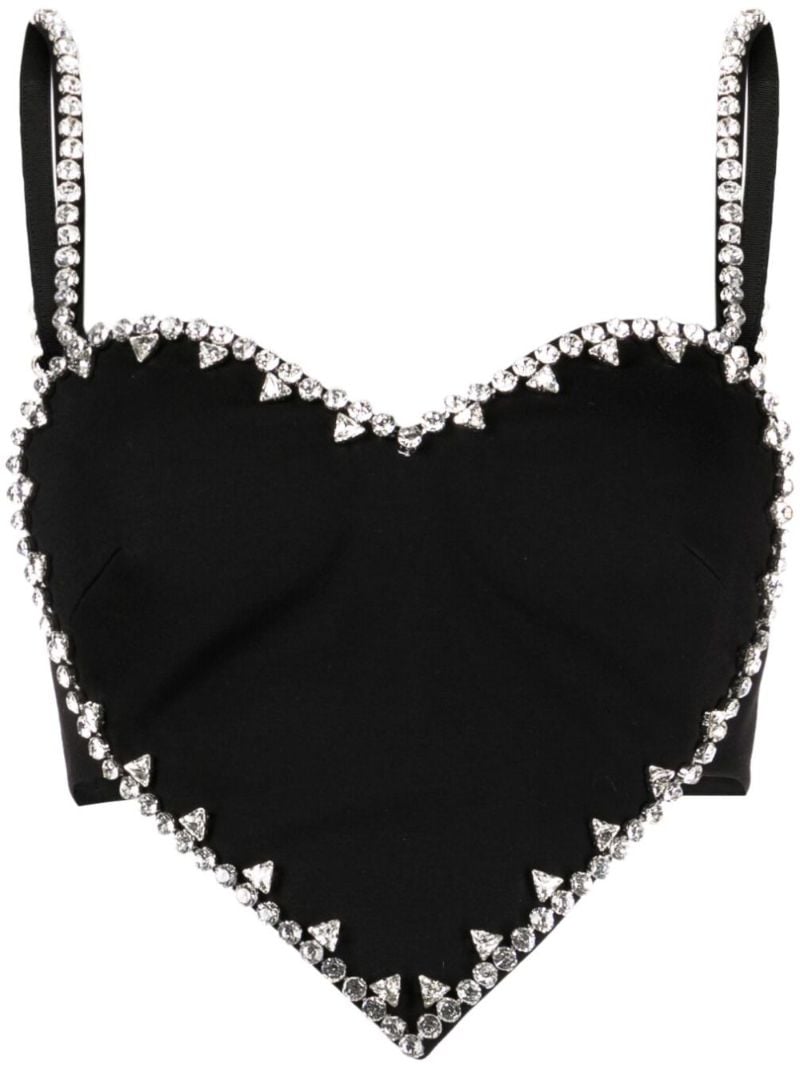 Black Crystal-trim Heart Top
