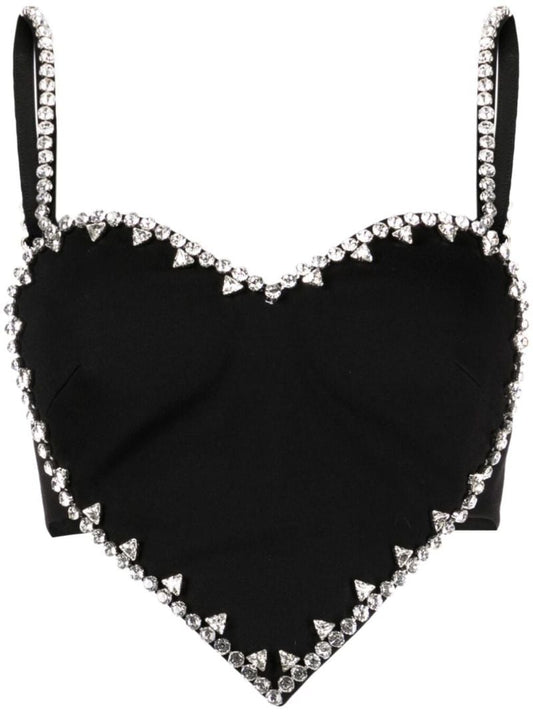 Black Crystal-trim Heart Top
