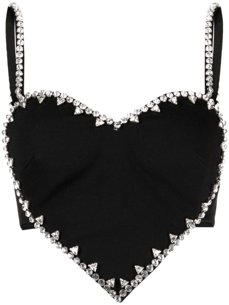 Black Crystal-trim Heart Top