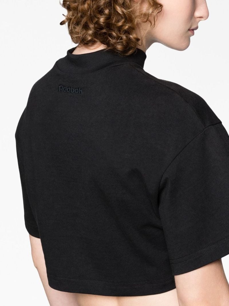 Black Vector Cropped Cotton T-shirt