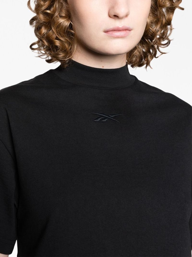 Black Vector Cropped Cotton T-shirt