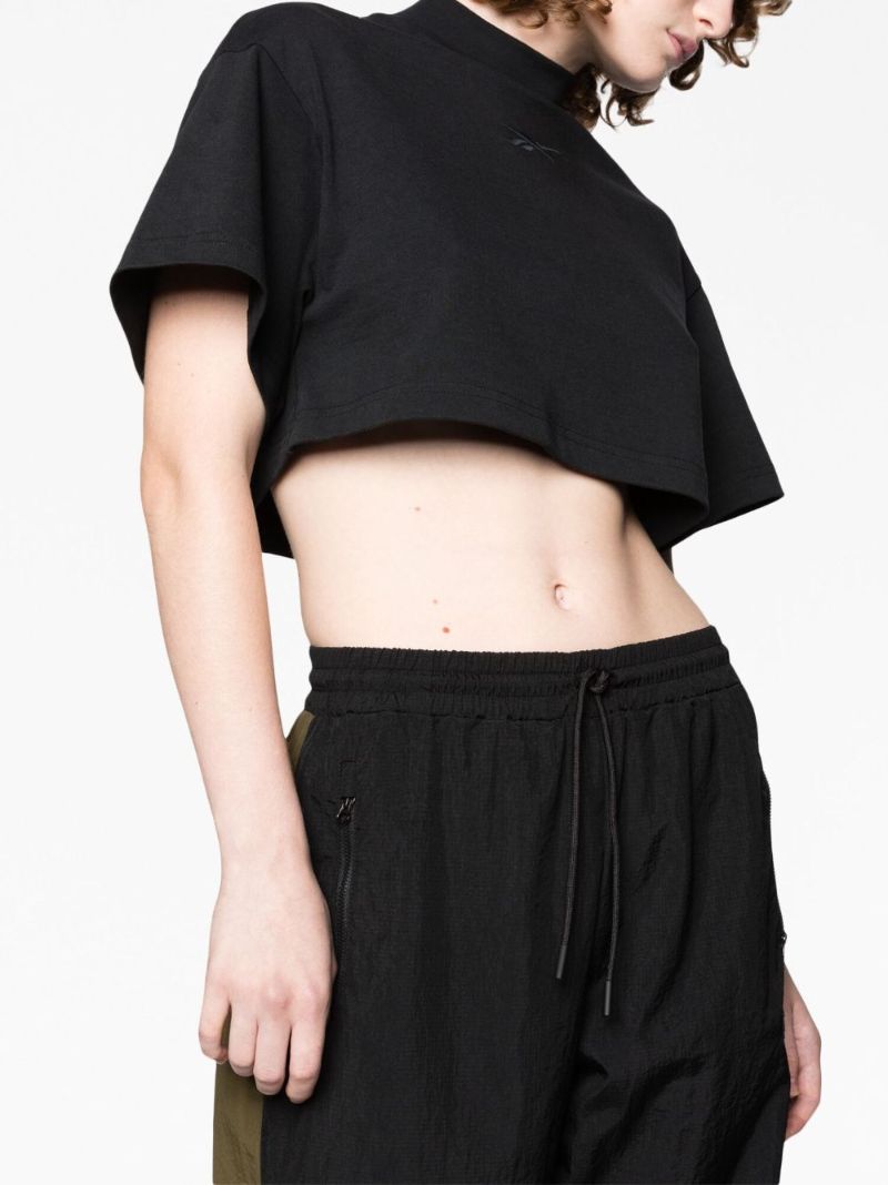 Black Vector Cropped Cotton T-shirt