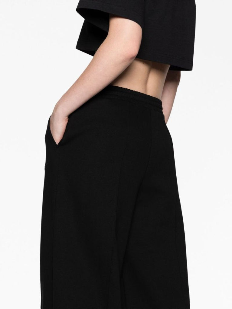 Black Wide-leg Cotton Track Pants