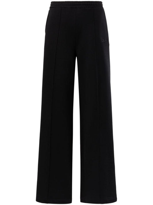 Black Wide-leg Cotton Track Pants