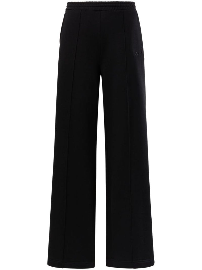 Black Wide-leg Cotton Track Pants