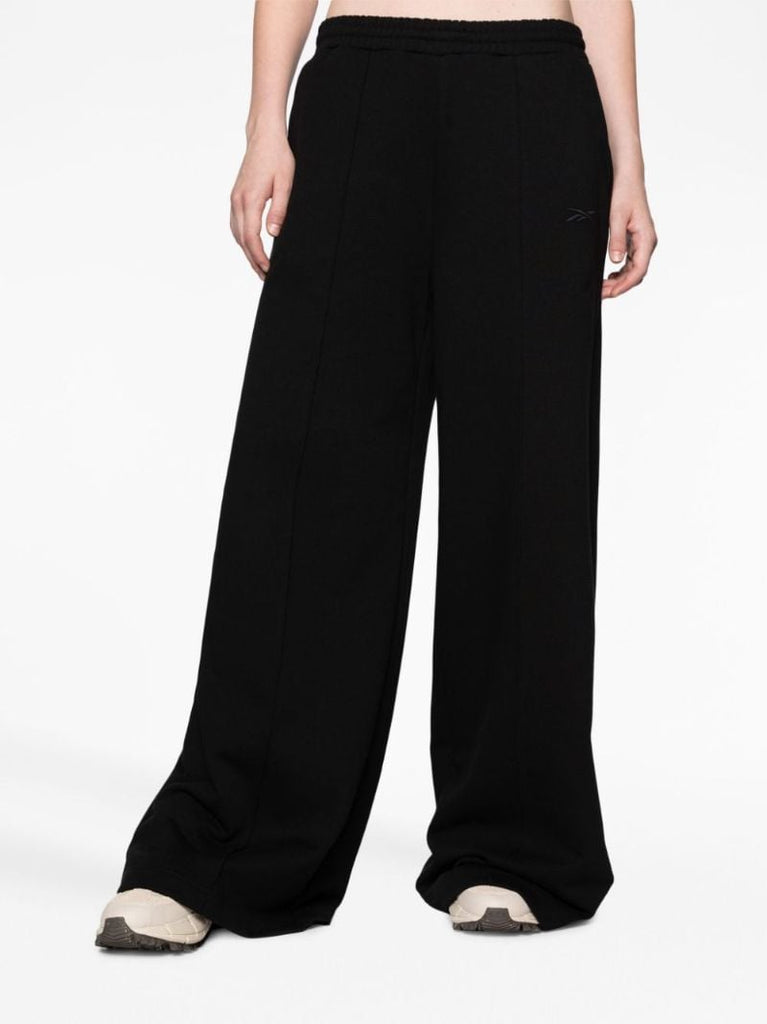 Black Wide-leg Cotton Track Pants