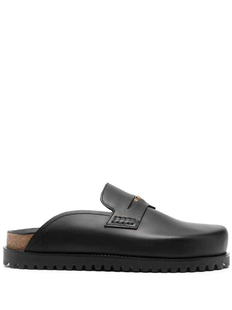 Black Medusa Leather Mules