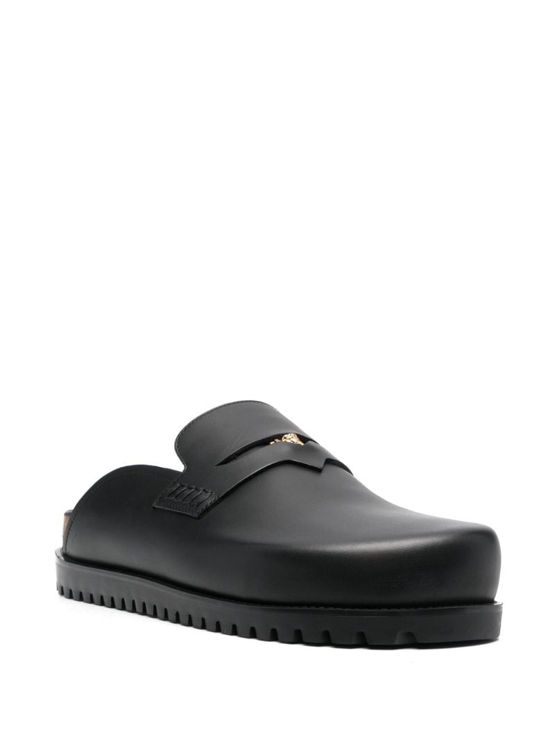Black Medusa Leather Mules