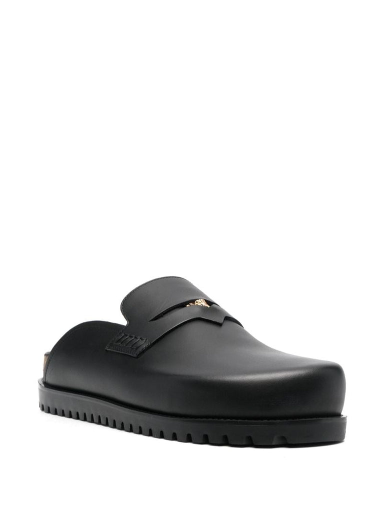 Black Medusa Leather Mules